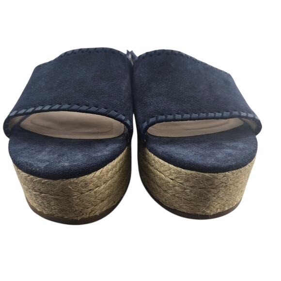Jack Rogers Platform Espadrille Slide Sandals Womens 11 Blue Suede Boho Preppy - Picture 4 of 11